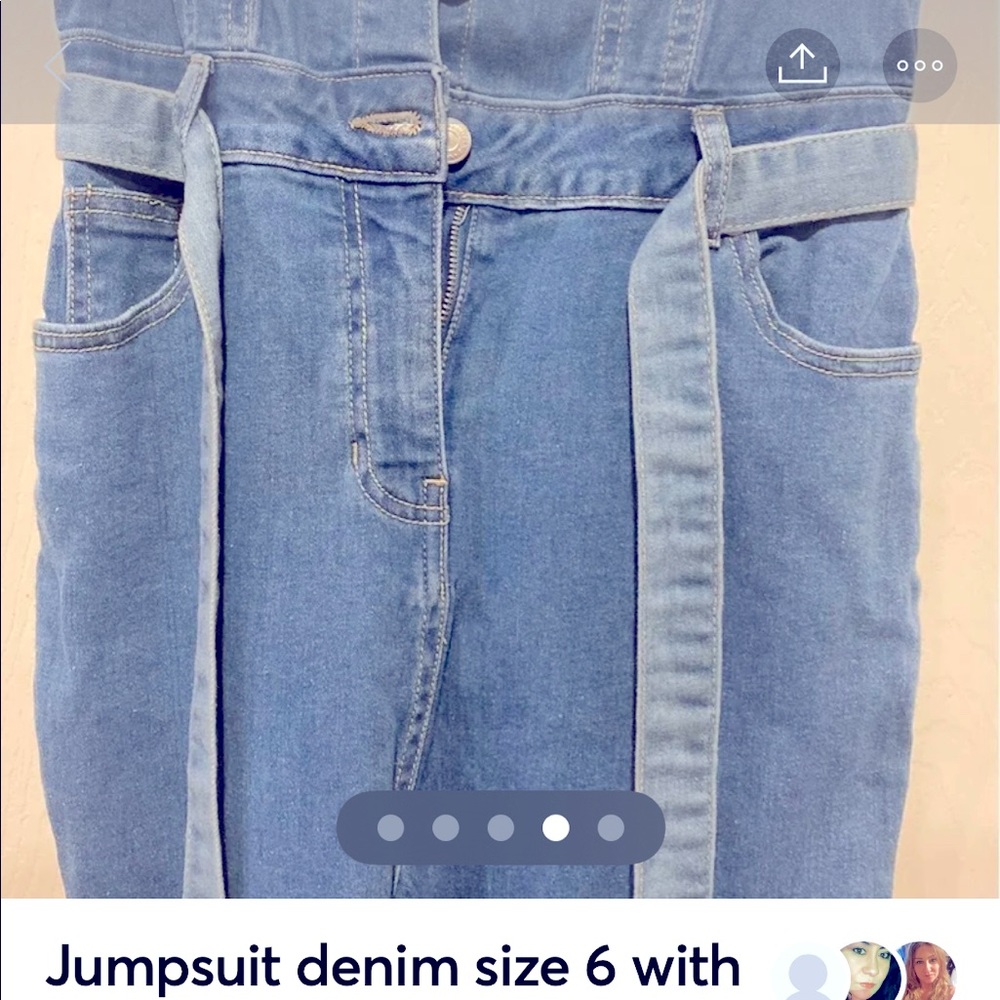 Parisian Blue Jean jumpsuit with tie size 8